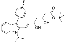 T-Butyl(E)-3, 5-dihydroxy-7-[3-(4-fluorophenyl)-1-methylethyl-indol-2-yl]-6-heptenoate