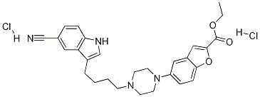 Ethyl 5-(4-(4-(5-cyano-1H-indol-3-yl)butyl)piperazin-1-yl)benzofuran-2-carboxylate (dihydrochloride)